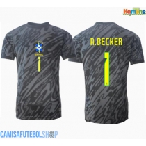 Camisa de time de futebol Brasil Alisson Becker #1 Goleiro Replicas 2º Equipamento Copa America 2024 Manga Curta